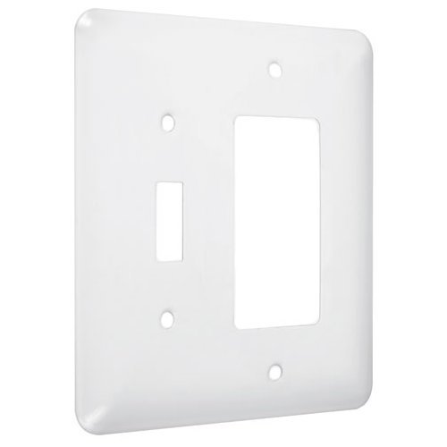 GlobalNiche® Hubbell-Bell WRW-TR Maxi/Princess Metallic Wallplate with One Toggle, One Decorator/Rocker, Two Gang, White Smooth