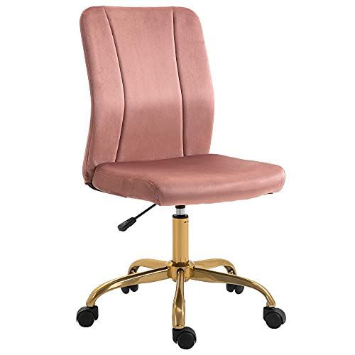 Vinsetto Chaise de Bureau Design Contemporain Fauteuil pivotant 360° Ergonomique Dossier incurvé Hauteur réglable revêtement Velours 56 x 60 x 102 cm Rose...