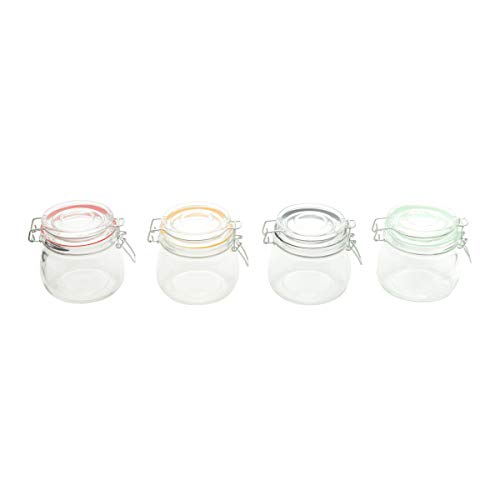 Pote Hermético de Vidro Cancun com Silicone, Lyor, Cores sortidas (Transparente/Vermelho/Verde/Preto