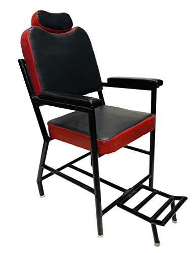 Beauty Parlor Chair Salon Barber Cutting Made of Iron Frame, Without Push Back System and Comfortable Cushioned Back Seat,Already Assembled (Red)