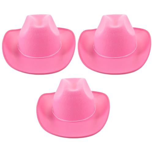 Lot de 3 chapeaux de cowgirl roses de fête western pour adulte et fille