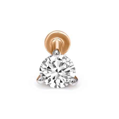 Image of Sparkles Lab Grown Diamond 0.03 Carat - 0.50 Carat Round Shape Solitaire Diamond Nose Pin for Women | 14K Gold IGI Certified FG VS Quality