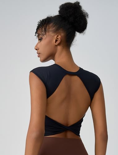 Women's Workout Athletic Shirts Sexy Open Back Sports Bra Tank Top Casual Tight T Shirts with Built in Bra4