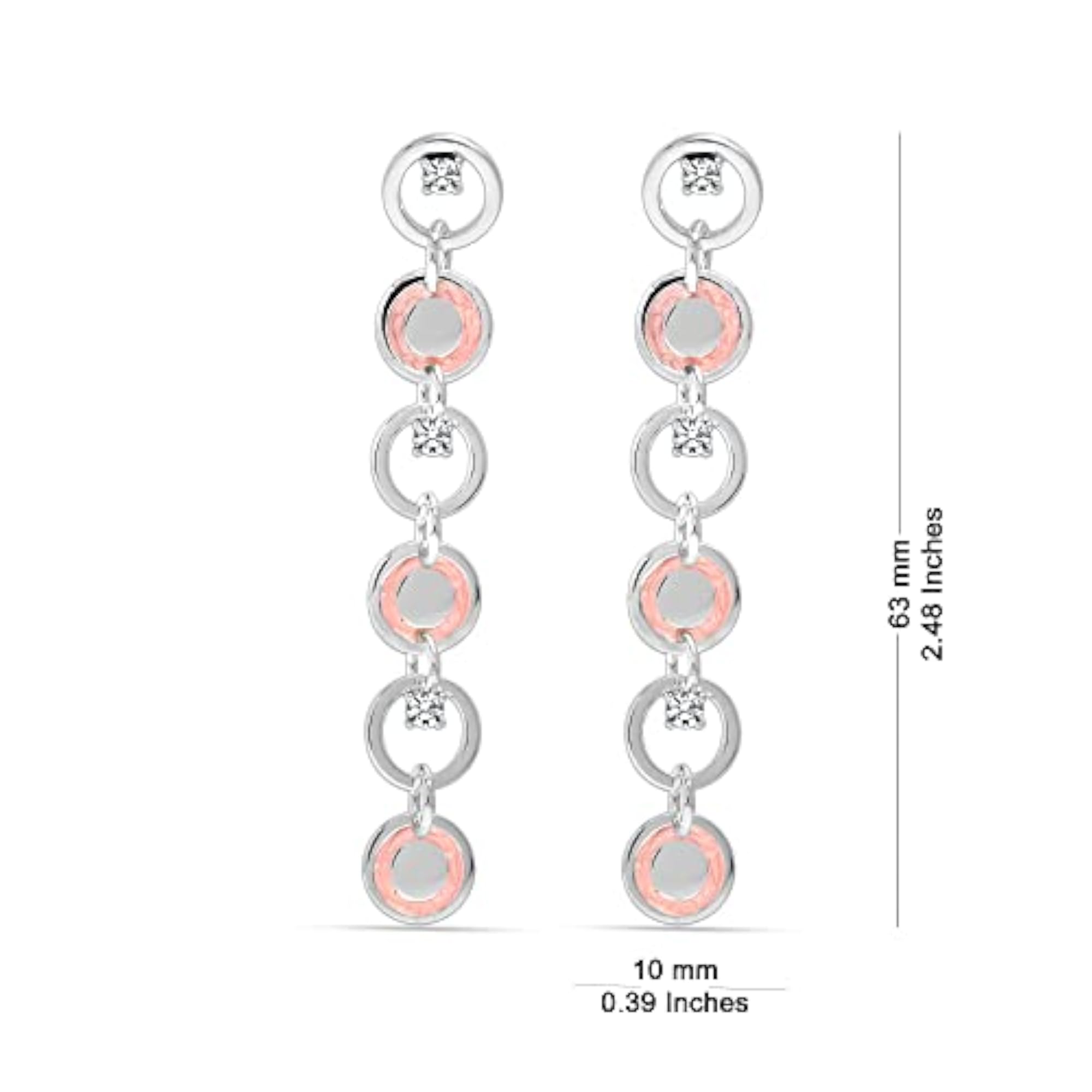 925 Sterling Silver Enamel Zircon Stud Dangler Earrings