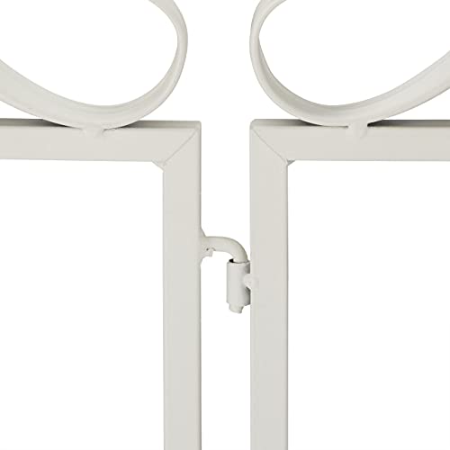 Relaxdays Gartenzaun aus Stahl, Zaunstecksystem 3er Set, verzierter Vorgartenzaun, Zaunelement HxB: 98 x 63,5 cm, weiß