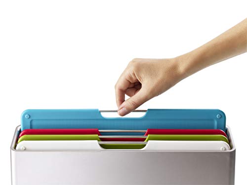 Joseph Joseph Folio Plastic Kitchen Cutting Board Set With Storage Case Color-Coded Easy-Access Design Dishwasher Safe Non-Slip, Large, Silver #TOP3