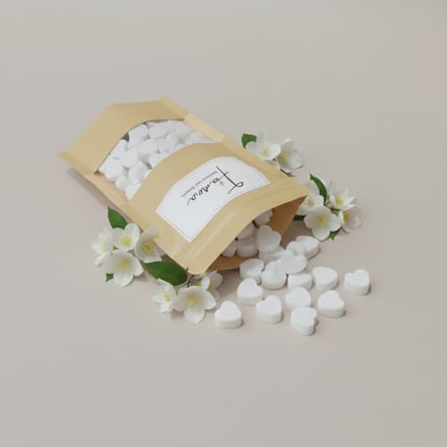 Image of Wax Melts | Organic Soy Wax | Essential Oil Infused | Jasmine Fragrance | Heart Shape Aroma Melts | Floral Room Freshener | Safe Smoke-Free Home Scent | 80 GMS