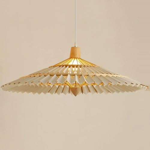 Suspension en bambou tressé beige au style de parasol japonais