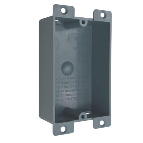1-Gang PVC Old Work Standard Switch/Wall Electrical Outlet Box Grey Outlet Plastic Junction Box,8 Cubic Inches with ETL Listed and Fire Rated for 2 Hours(1 Pack)
