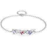 Infinity Love Heart Bracelets for Women Personalized Bracelet for Mother with 5A Cubic Zirconia Birt