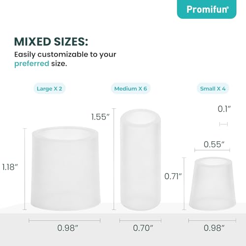Image of Silicone Toe Protectors - 12 Pack Silicone Toe Sleeve for Hammer Toes, Corns, Calluses, Blisters - Soft Gel Toe Tube Pads for Pain Relief(Multi Sizes, Clear)