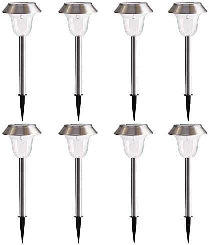 Night light,Solar Garden Lights - 8 Brightest Light Set, Beautiful Brushed Stainless Steel, Transform Your Outdoor Paths, Garden, Flowerbeds, Borders and Drive. Easy NO W