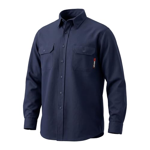 Image of SRsafety Hi Vis FR Shirts for Men,7.0oz Long Sleeve FR Work Shirts,100% Cotton High Visibility Fire Shirt