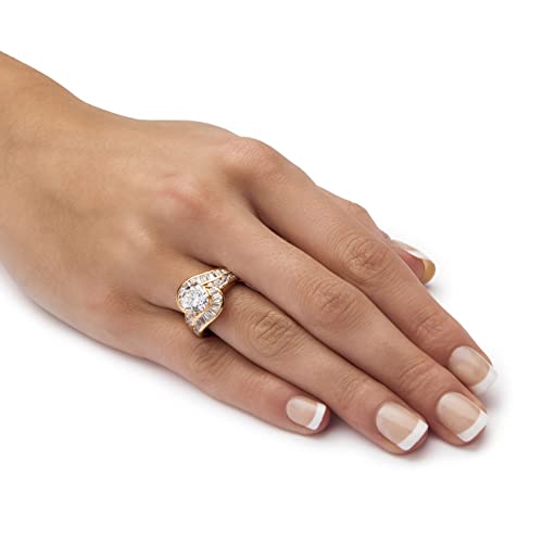 PalmBeach Yellow Gold-plated Sterling Silver Round Cubic Zirconia Engagement Ring Sizes 5-103