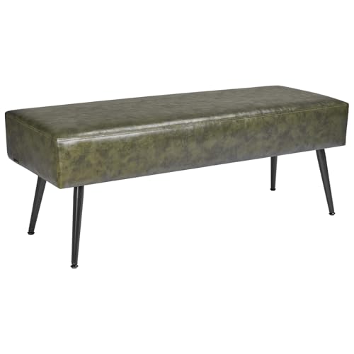 VEVOR Banc en Cuir PU de 110 x 40 x 43 cm, Bout de Lit avec Pieds en Métal, Banquette Moderne, Meuble Repose-Pieds pour Chambre à Coucher, Entrée, Salon,...