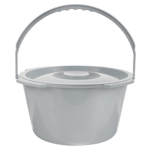 DECORNIJIA 携帯用取っ手付き防?坐便椅便桶 高さなし 安定設計で倒れにくい 軽量で持ち運び簡単 臭い封じ込め蓋付き お年寄りや寝室用に