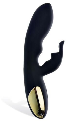 Adam and Eve Rechargeable Waterproof Rabbit Vibrator, Clitoral and G Spot Stimulation Adult Sex Toy for Women and Couples, Vibrating Massager for Date Night and Perineal Play, Gold and Black Design