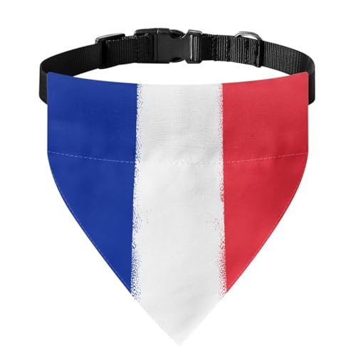 Howilath France Flag Print Dog Bandana Blue White Red Flag Dogs Bibs Scarf Adjustable Dog Bandana Kerchief for Small Medium Large Dogs and Cats -S