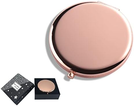 WOOYALIN Magnifying Compact Cosmetic Mirror 2.75 Inch Round Pocket Makeup Mirror Handheld Travel Makeup Mirror Portable Mirror Pocket Mirror Rose Gold