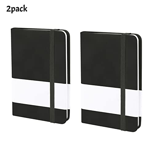 XGOPTS 2 Pack A7 Pocket Notebook Small Journal Notebook Hardcover Mini Notepads Mini Memo Book Pads with Smooth Faux Leather for School Office Supplies College Business Travel Home Black - Image 2