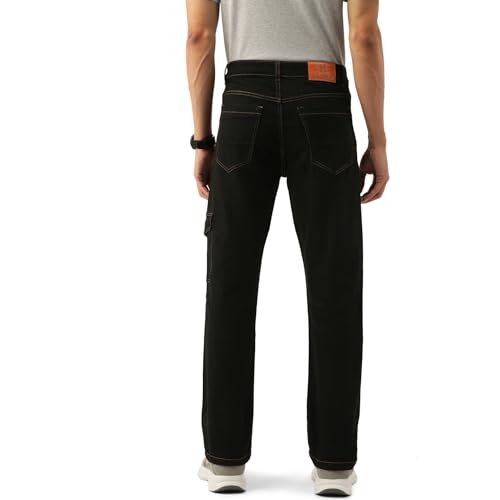 Image of PARIS HAMILTON Men Relaxed Fit Colorblocked Distressed Two Tone Stretchable Denim Jeans