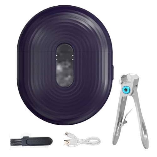 電動爪切り 電動つめきり爪削り高齢者爪やすり爪の破片が飛び散るのを防ぐTYPE-C充電式 (8x9x3cm,ブルー)