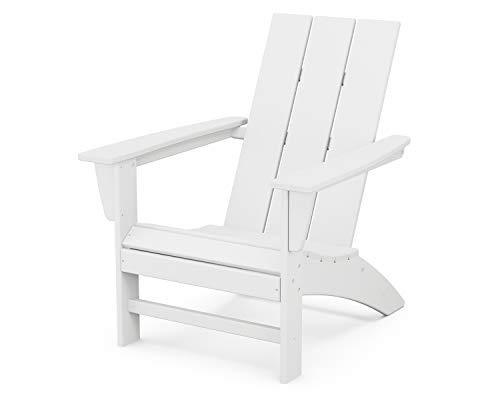 POLYWOOD AD420WH Modern Adirondack Chair, White, Durable High Density Polyethylene...