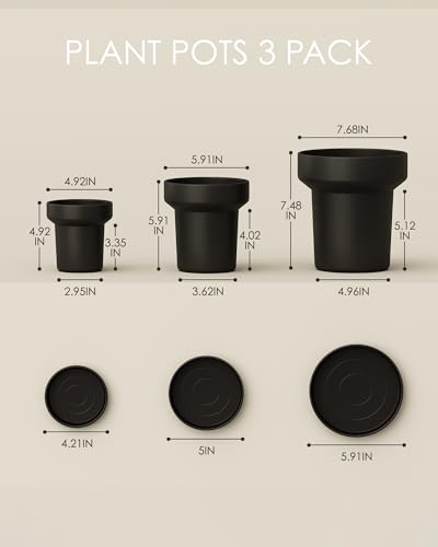  Plant Pots Indoor with Drainage Holes- Set of 3  - image 2