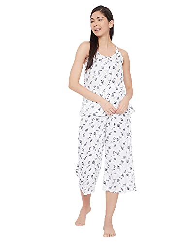 Image of Clovia Women's Rayon Pretty Floral Cami Top & Culottes