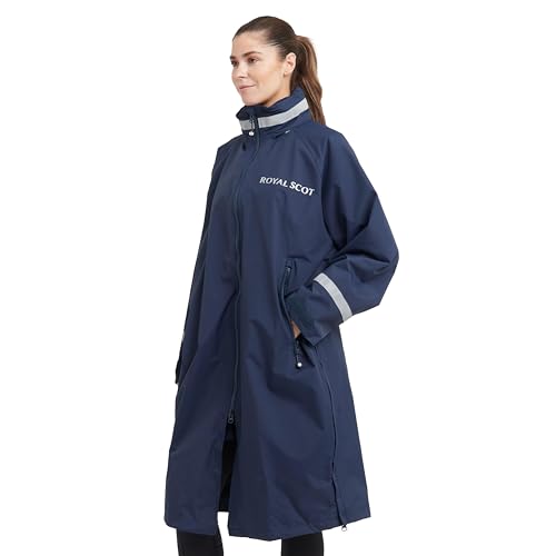 Royal Scot Women's Naomi Lite Waterproof Riding Jacket, Polyamide Shell, Polyester Lining, Breathable, with Stowaway Hood, Reflective Details, for Equestrian Use (UK, Alpha, L, Regular, Regular, Navy)