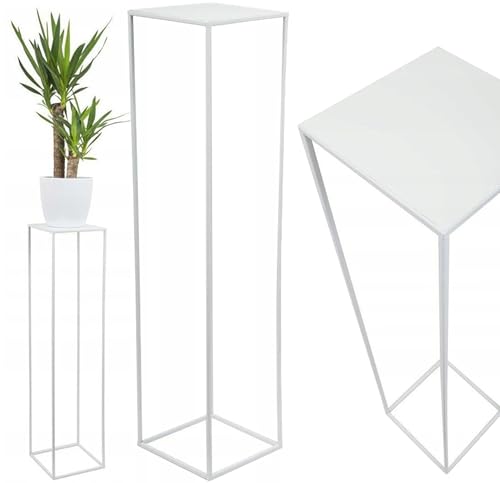 HowHomely Blumenständer Metall Weiß 100 cm Hoch - Solider und Robuster Blumenhocker Metall - Pflanzenständer für die Dekoration in Wohnzimmer Schlafzimmer oder Büro