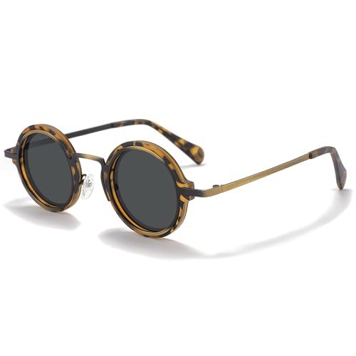 Technigadgets Dante Steampunk Vintage Round Polarized Sunglasses for Men Metal Frame Shades UV Protection
