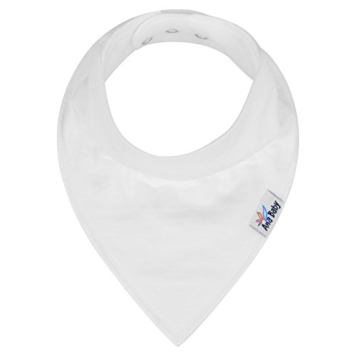 10-Pack Baby Bandana Drool Bibs Plain White for Drooling and Teething, 100% Organic Cotton, Soft and Absorbent, Unisex Bibs for Baby Boys & Girls - Baby Shower Gift Set by Ana Baby
