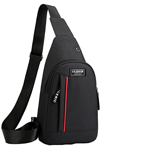 Taschen Klein Damen Mit Kette Günstig Männer Messenger Mode Freizeit Brusttasche Sport Trend Rucksack Männer Umhängetasche Umhängetasche Männer Klein Taschen Damen (Black, One Size)