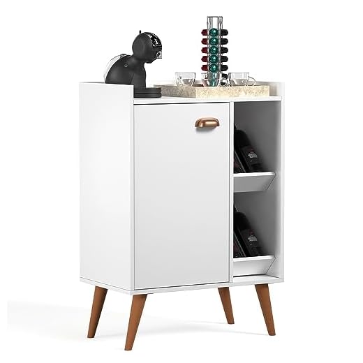 Aparador Buffet Adega Bar New JADE Pés Palito Cantinho Café 2 Portas cor:Branco-Freijo