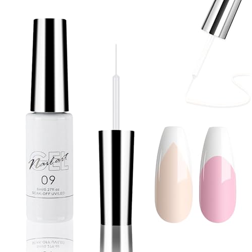 Kit de manicura francesa, Jelly Pink and White Gel Polish Set, Jelly Gel Kit for French Tips with 3pcs Nail Art Pen and Nail Stamper Nail Art Beauty