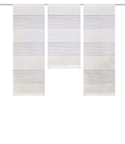 Clever-Kauf-24 Mini Flächenvorhang Set 3-TLG. Mit Querstreifen weiß...