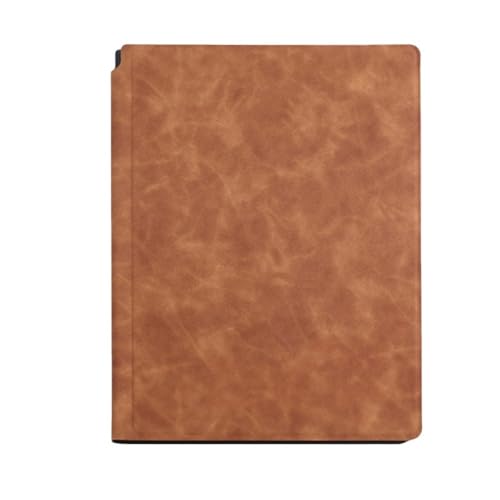 Xiraivke ホワイトボード ノート 卓上 自立 持ち運びできる ミーティングボード 折りたたみ式 両面タイプ ノート型 スタンド 繰返し利用 便利 革製 手帳型 (ブラウンA4)