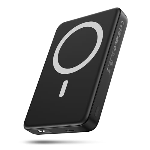 Wireless Charging Power Bank for Magsafe Battery Pack, 10000mAh Magnetic Portable Charger with USB-C 20W Fast Charging, Slim &...