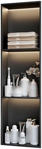 Niche de douche en acier inoxydable noir étanche 90 x 28 x 12,5 cm