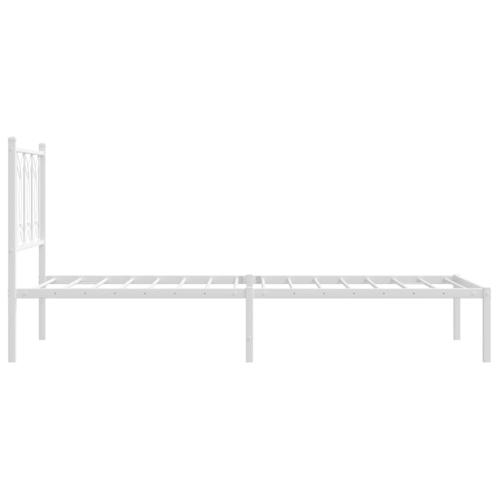 vidaXL Metalowa rama łóżka z wezgłowiem, biała, 90x200 cm