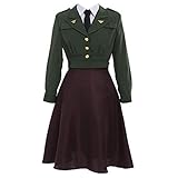 Women's Officer Uniform Agent Peggy Carter Dress Cosplay Costume Uniform Suit (Female XL) Red