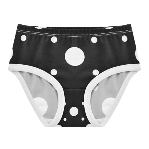 White Polka Dots Black Girls' Underwear, Toddler Girl Briefs, Girls Cotton Underwear, 2–8 Years