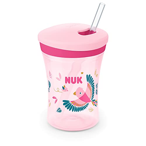 Copo Action com Canudo NUK Evolution Muda de Cor 230ml - Rosa