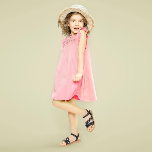 Image of PANDANINJIA Gina Girls Sandals Open Toe Summer Flats Dress Sandals Shoes Toddler /Little Kid /Big Kid