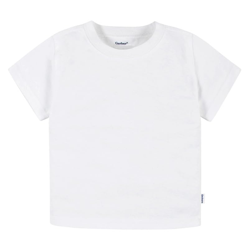 Image of Gerber Baby & Toddler 5-Pack Solid Short Sleeve T-Shirts Jersey 160 GSM
