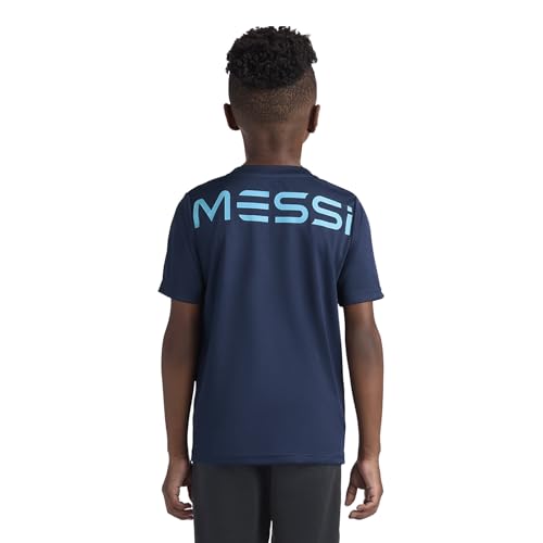 Image of Messi Boys' Lifestyle Short Sleeve Top, Loose-Fit Shirt with Logo, Comfortable, All-Day Wear