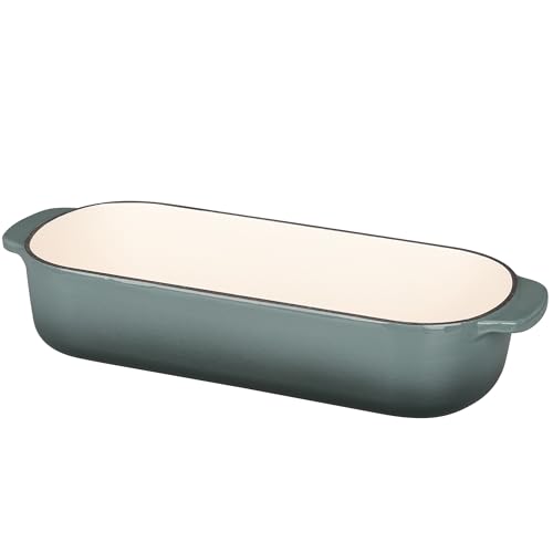 EDGING CASTING Enameled Cast Iron Loaf Pan with Lid, Bread pan, Dutch Oven Bread pan for Homemade Sourdough Bread Baking, 12.5x5.5 inch, 5qt, Slateblue by EDGING CASTING - Used condition - Image 8