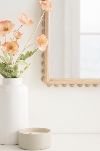 Kate and Laurel Beadbrook Modern Beaded Arched Mirror, 20 x 30, Natural Wood, Transitional Arch Wall Mirror for Use as Bathroom Mirror or Entryway Mirror Decor