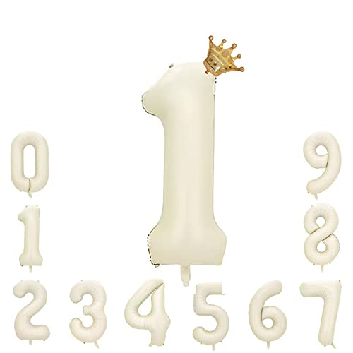 Ohighing Folienballon 1 Helium Folienballon Zahlenballon XXL Folienballon Milchweiß 1 Geburtstag 100 cm / 40 Zoll